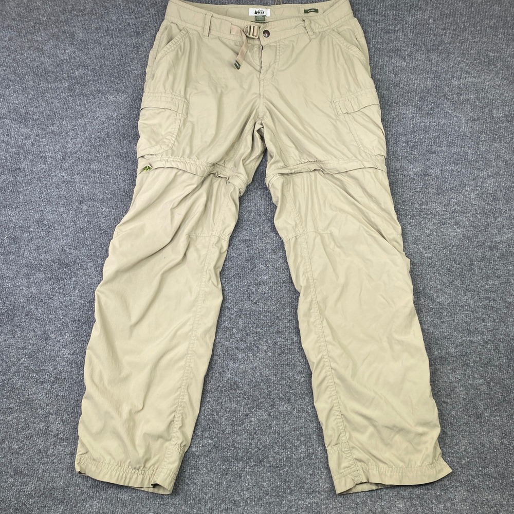 REI Co-op Sahara Convertible Hiking Pants Tan Relaxed Women 10 Petite Zip Off